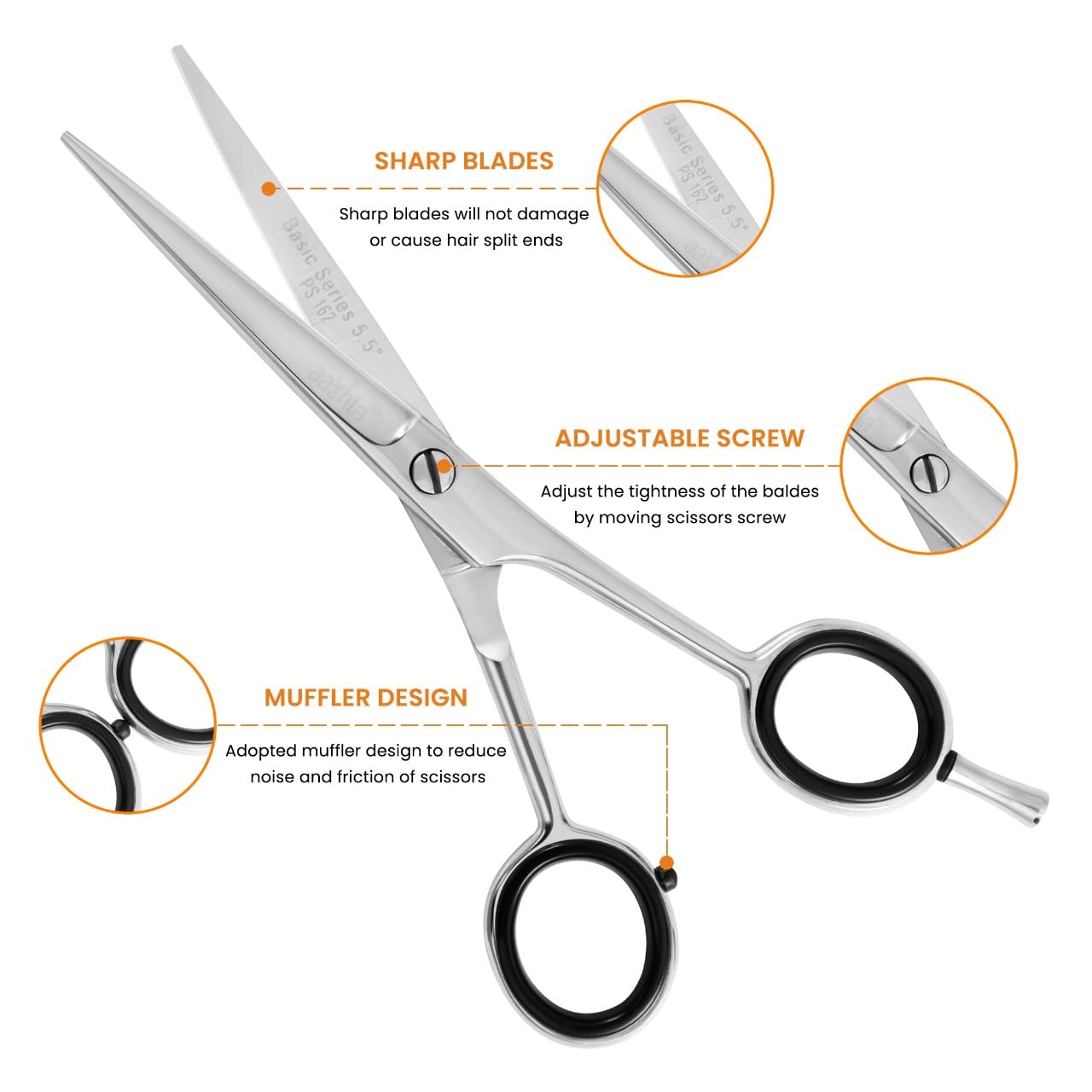 aashta Hair Cutting Shear 5.5" Stainless Steel