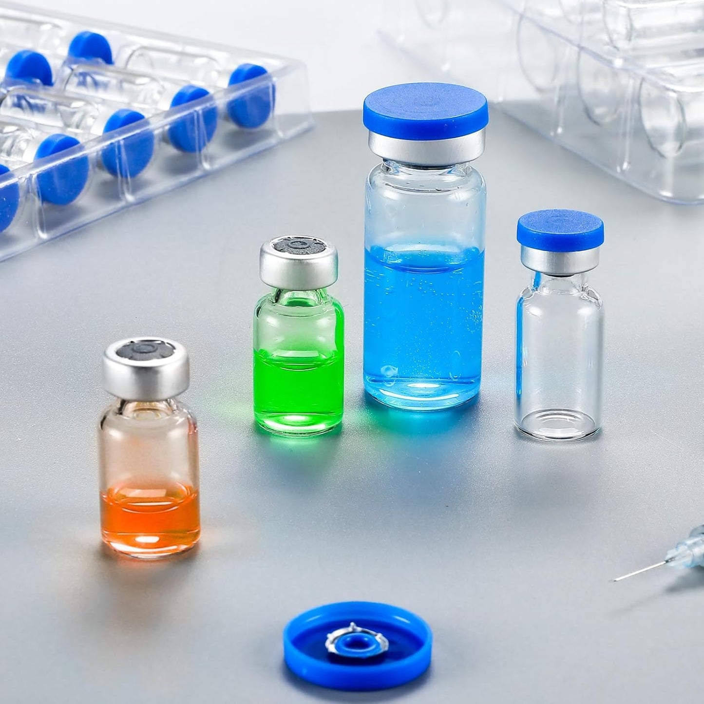 5ml Sterile Vials with Self Healing Injection Port and Sealing Cap, Glass Sterile Vials for Injections (20 Pack)