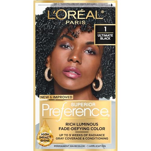 L'Oreal Paris Superior Preference Tinte para Cabello Permanente Luminous Fade-Defying, Negro 1, Kit de Tinte para Hasta 9 Semanas de Brillo - imagen 4