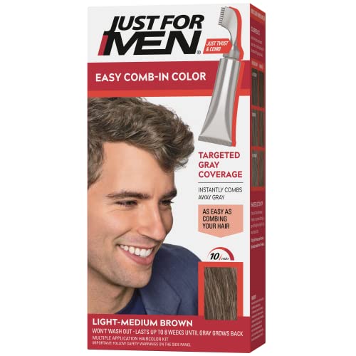 Just For Men Tinte para Cabello Masculino Fácil de Aplicar con Peine - Marrón Claro-Medio, A-30, Paquete de 1 - imagen 4