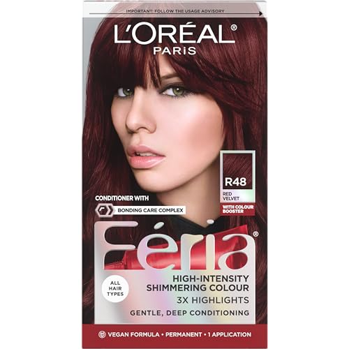 L'Oreal Paris Feria Coloración Permanente Brillante R48 Rojo Velvet (Castaño Intenso) - Kit de Tinte para Cabello, 1 Unidad - imagen 4