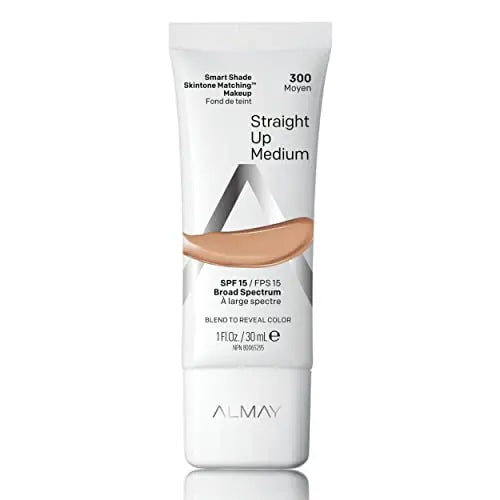 Base de Maquillaje Almay que Combina con el Tono de Piel, Smart Shade con SPF 15, Hipoalergénica, Libre de Aceite, 300 Straight Up Medium, 1 fl oz - imagen 4