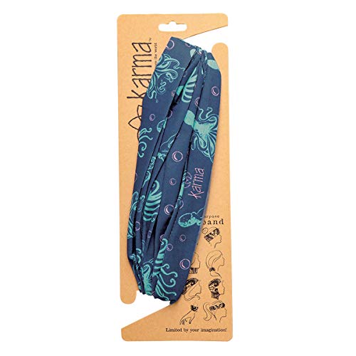 Diadema Karma Octopus para Mujeres - Ancha - Diadema de Tela y Bufanda para el Cabello Elástica - Azul - imagen 4