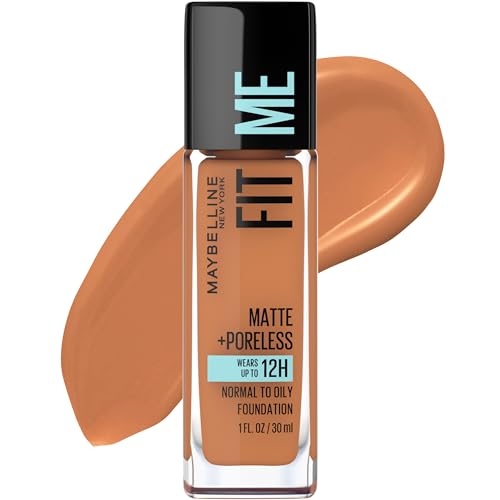 Base líquida Maybelline Fit Me Matte + Poreless sin aceite, tono Marrón Picante, 1 unidad (el empaque puede variar) - imagen 4