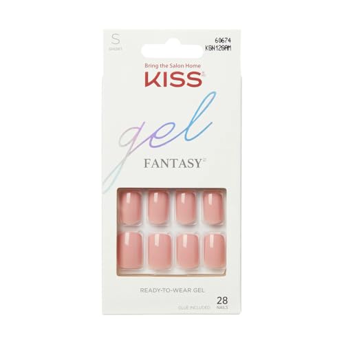 Uñas Postizas KISS Gel Fantasy con Pegamento, Rosa, Cortas, Forma Squoval, 28 Uñas Falsas, 2 g de Pegamento para Uñas Rosa, Lima Mini y Palito de - imagen 4
