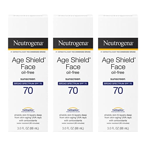 Neutrogena Age Shield Loción Solar Facial Libre de Aceite con Protección de Amplio Espectro SPF 70, Hidratante No Comedogénico, Sin PABA, 3 fl. oz - imagen 4