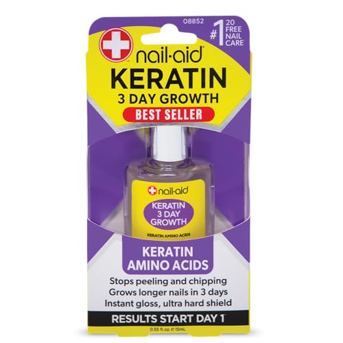 Tratamiento y Fortalecedor de Uñas Nail-Aid Keratin 3 Day Growth, Transparente, 0.55 Fl Oz - imagen 4