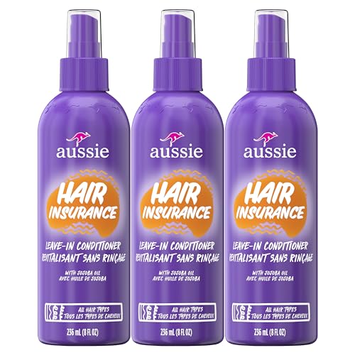 Aussie Hair Insurance Acondicionador Sin Enjuague en Spray: Control de Frizz y Desenredante con Aceite de Jojoba (8 Fl Oz Cada Uno, Paquete de 3) - imagen 4