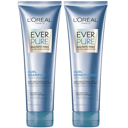 Champú y Acondicionador L'Oreal Paris Sin Sulfatos para Cabello Rizado, Ligero, Antifrizz con Aceite de Coco, EverPure, 8.5 Fl Oz, Set de 2 - imagen 4