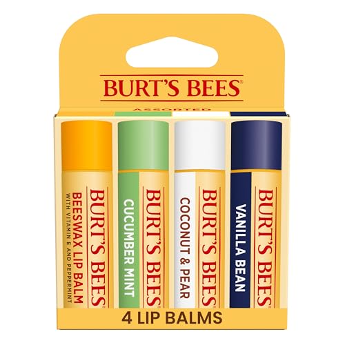 Bálsamo Labial Hidratante 100% Natural Burt's Bees, Multipack - Original Beeswax, Menta de Pepino, Coco y Pera, Vainilla con Cera de Abeja y - imagen 4
