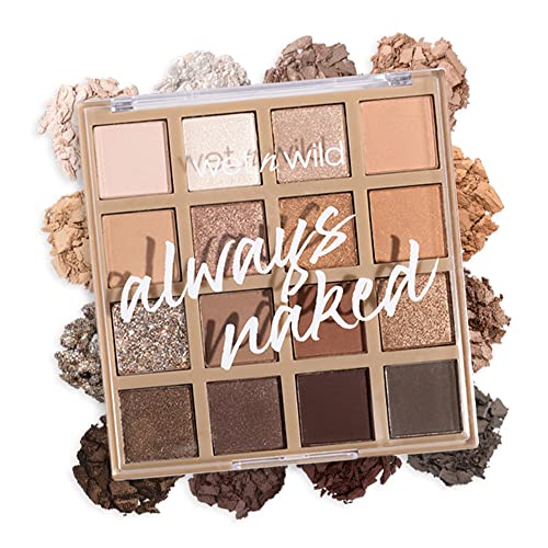 Paleta Always Naked de wet n wild, maquillaje de ojos nude neutro, pigmentos cálidos y fríos, mate, brillo y glitter, textura suave y cremosa - imagen 4