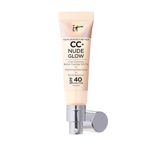 IT Cosmetics CC+ Nude Glow (Fair) - Base de Maquillaje de Cobertura Media con SPF 40 y Suero Iluminador, Tinte Ligero para la Piel, 2% Niacinamida + - imagen 4