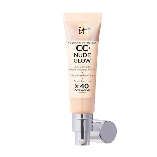 IT Cosmetics CC+ Nude Glow (Light) - Base de Maquillaje de Cobertura Media con SPF 40 y Suero Iluminador, Tinte Ligero para la Piel, 2% Niacinamida + - imagen 4