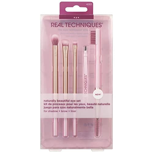 Set de Ojos Naturalmente Hermoso de Real Techniques para Mujeres - 5 Piezas: Brocha de Sombra Tapered - 355, Brocha Iluminadora de Cejas - 354, - imagen 4