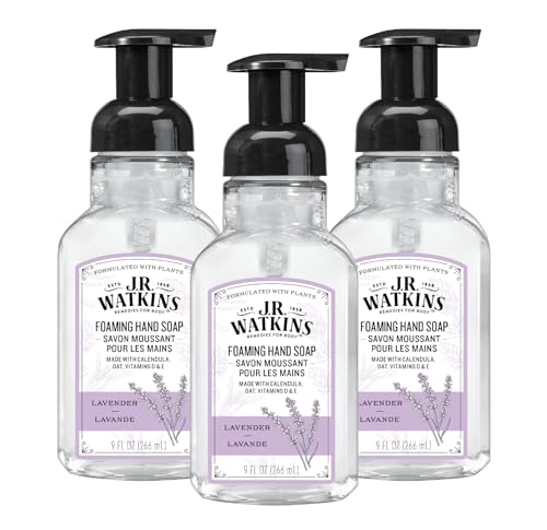 J.R. Watkins Jabón de Manos Espumoso con Dispensador, Lavado de Manos Hidratante, Natural, Sin Alcohol, Libre de Crueldad, Hecho en EE. UU., Lavanda, - imagen 4