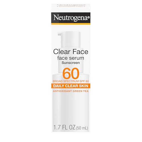 Neutrogena Clear Face Serum Protector Solar con Té Verde, SPF 60, No Comedogénico, Protección UVA/UVB Ligera, Sin Oxybenzone ni Fragancia, 1.7 fl. oz - imagen 4