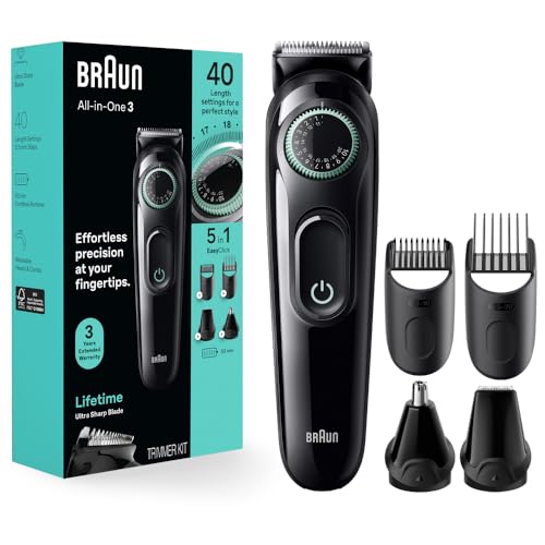 Kit de Estilo Todo en Uno Braun Series 3 3450, Recortadora 5 en 1 para Hombres con Recortadora de Barba, Recortadora de Orejas y Nariz, Cortapelos, - imagen 4
