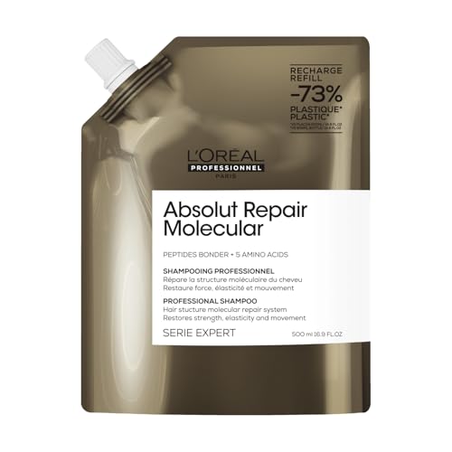 Champú L'Oréal Professionnel Paris Absolut Repair Molecular - Repara el Daño y Restaura la Fuerza para Cabello Dañado, con Bonder de Péptidos y - imagen 4