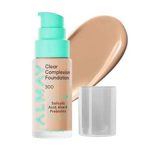Base de Maquillaje Almay Clear Complexion, Libre de Aceite para Piel Propensa al Acné, Cobertura Construible, Acabado Suave Mate, Vegana, 300, 1 fl oz - imagen 4