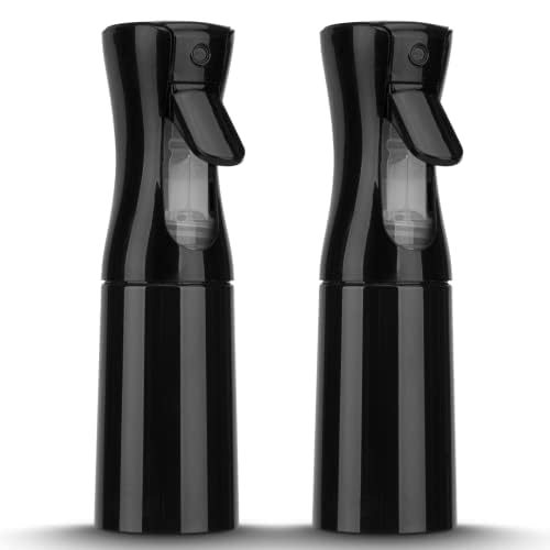 Zuhose Spray Bottle for Hair (6.8OZ /200ML) Continuous Ultra Fine Mist Sprayer for Hair, Salons, Barber, Plants, Skin Care, Cleaning 2 Pack Black