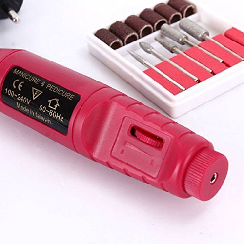 ZJchao Nail Art Drill Kit File Professional Electric Manicure Pedicure Drill Sander Pen Nail Art Grinder with Multi Sanding Bits and Power Adapter