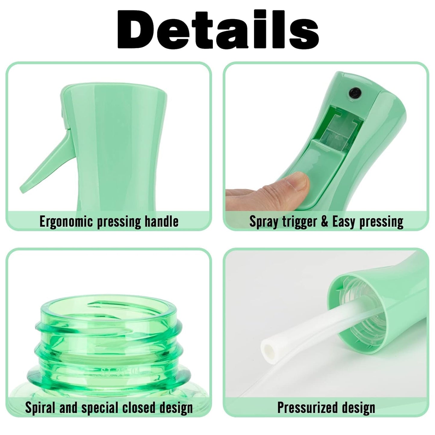 Zuhose Spray Bottle for Hair (6.8OZ /200ML) Continuous Ultra Fine Mist Sprayer for Hair, Salons, Barber, Plants, Skin Care, Cleaning 1 Pack CLEAR