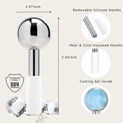 ZminRN Ice Roller for Face Ice Globes Eye Massager Facial Roller Tools Stainless Steel Cryo Globes Long-Lasting Cold Therapy for Eyes, Hot Flashes,