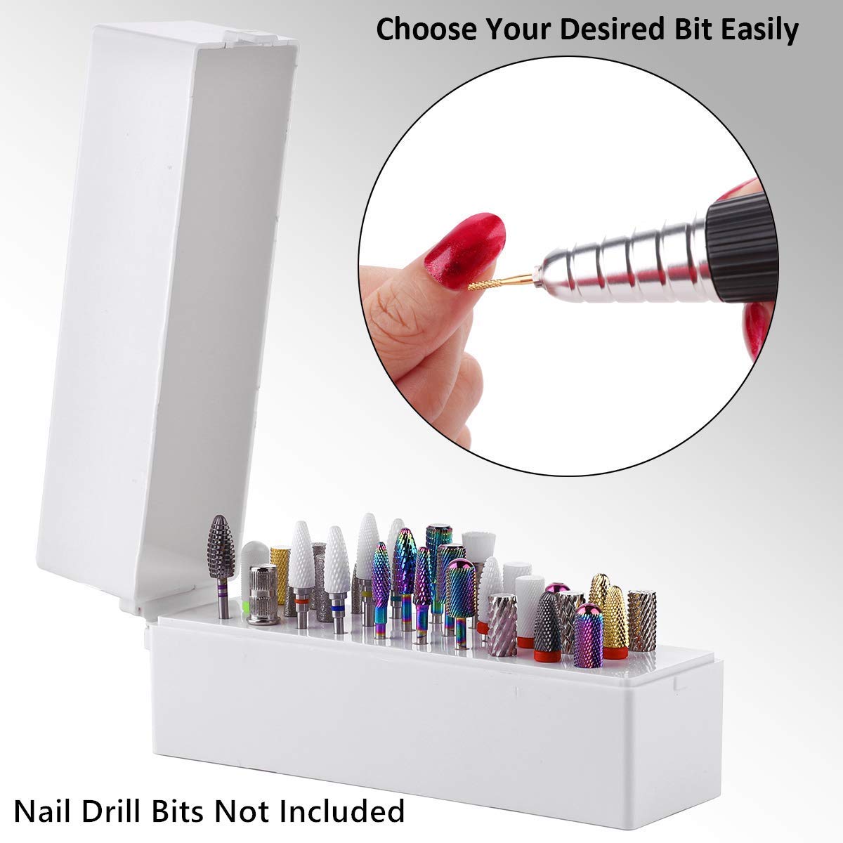 30 Holes Nail Drill Bits Holder with Dust Proof Cover Nail Drilling Holder Stand Nail Drill Box Organizer Manicure Tool Container, Nail Drill Organizer, Nail Drill Stand Display, Shell Holder