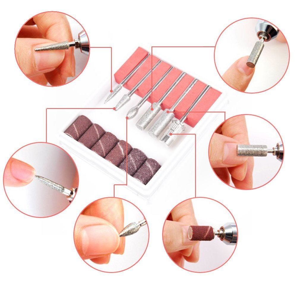 ZJchao Nail Art Drill Kit File Professional Electric Manicure Pedicure Drill Sander Pen Nail Art Grinder with Multi Sanding Bits and Power Adapter