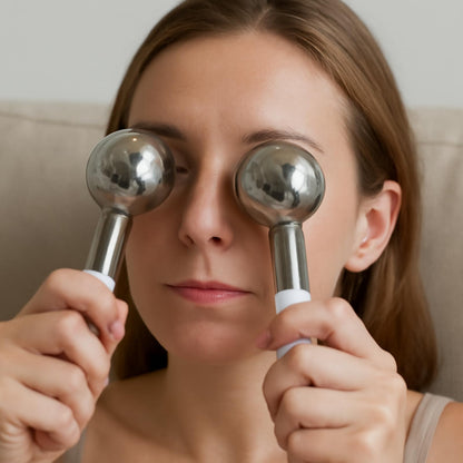 ZminRN Ice Roller for Face Ice Globes Eye Massager Facial Roller Tools Stainless Steel Cryo Globes Long-Lasting Cold Therapy for Eyes, Hot Flashes,