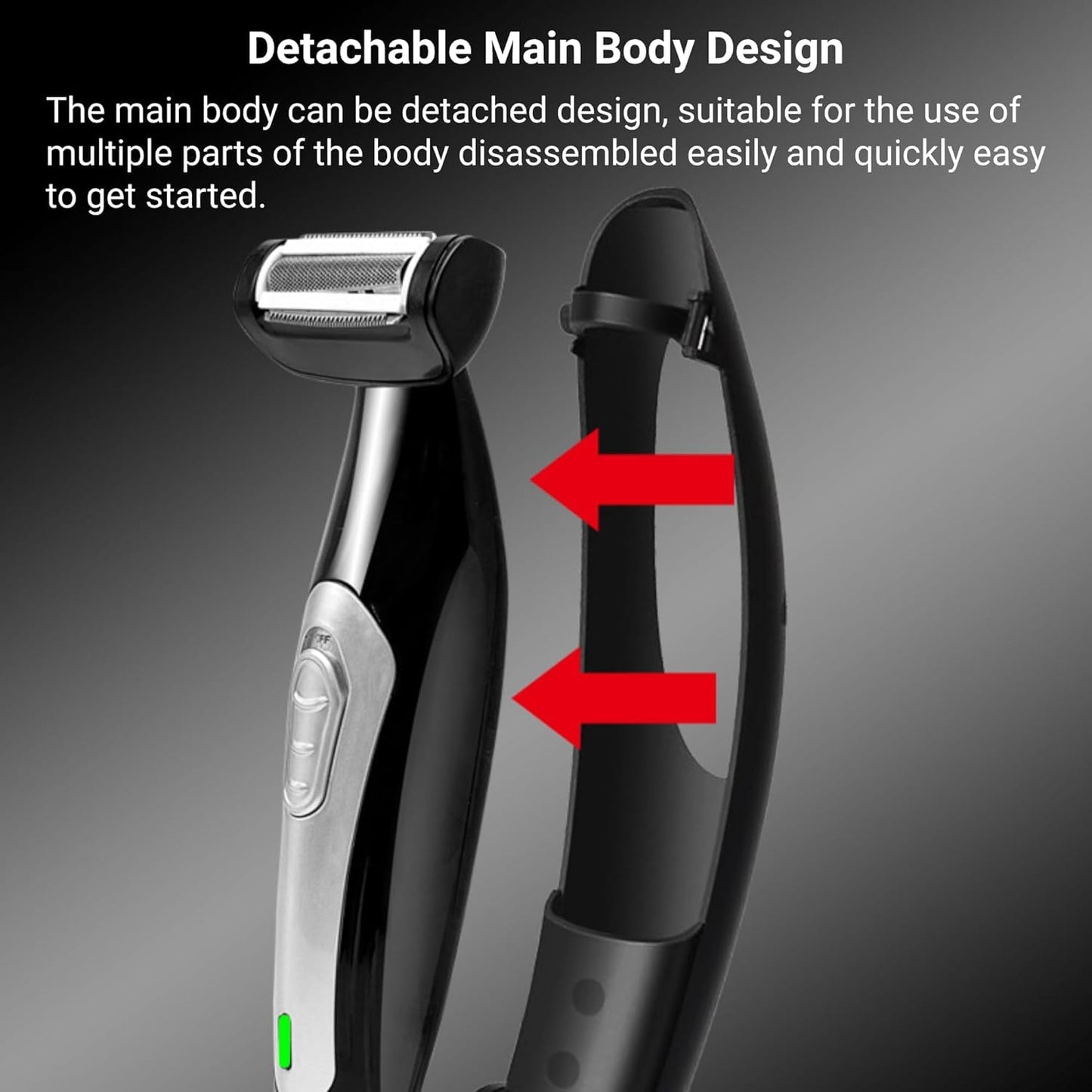 Zunate Multi Fuctional Chest Back Shavers for Men, Wet Dry Use Back Extreme Reach Removable Handle Shavers