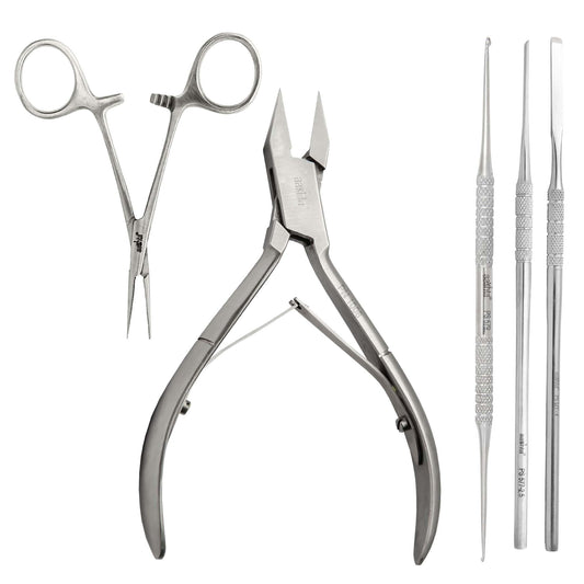 aashta 'aashta Podiatrist Kit 1 Pliers, 1 Mosquito Tweezer, 2 Guides 1 Double Ended Teaspoon