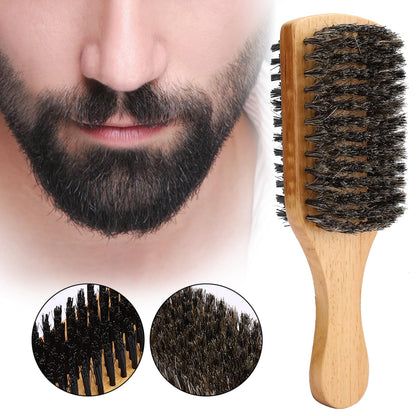 Zyyini Wooden Beard Brush, Moustache Brush, Double Sided Beard Brush, Professional Beard Brush Shaving Brushes Shaving Accessories