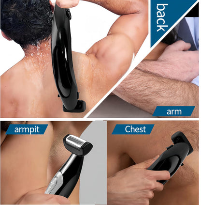 Zunate Multi Fuctional Chest Back Shavers for Men, Wet Dry Use Back Extreme Reach Removable Handle Shavers