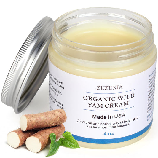 Zuzuxia Wild Yam Cream, 4 OZ Unscented Organic Wild Yam Cream for Women Balance Support, Non-GMO, Paraben-Free, Hypoallergenic, Deep Nourishment for All Skin Types