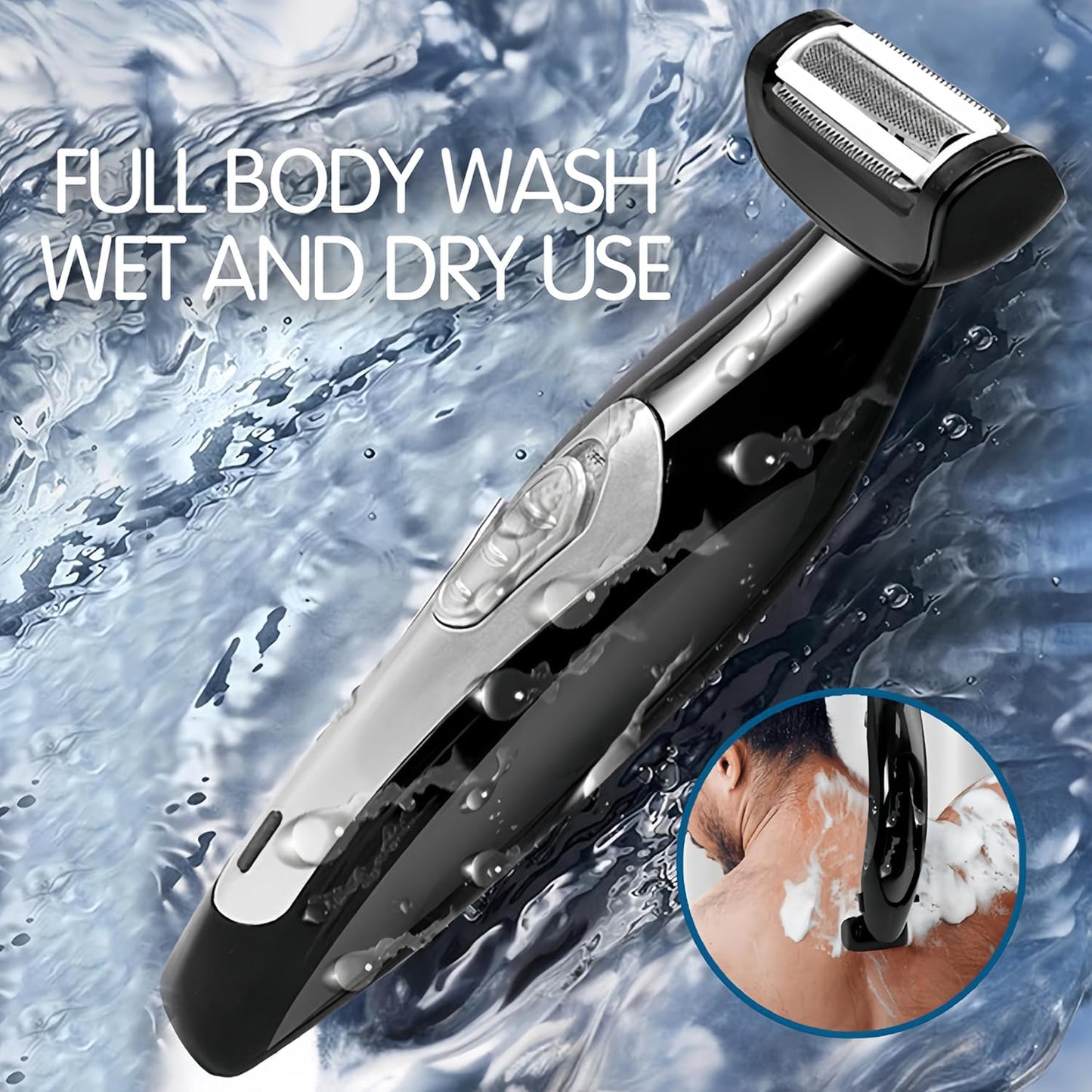 Zunate Multi Fuctional Chest Back Shavers for Men, Wet Dry Use Back Extreme Reach Removable Handle Shavers