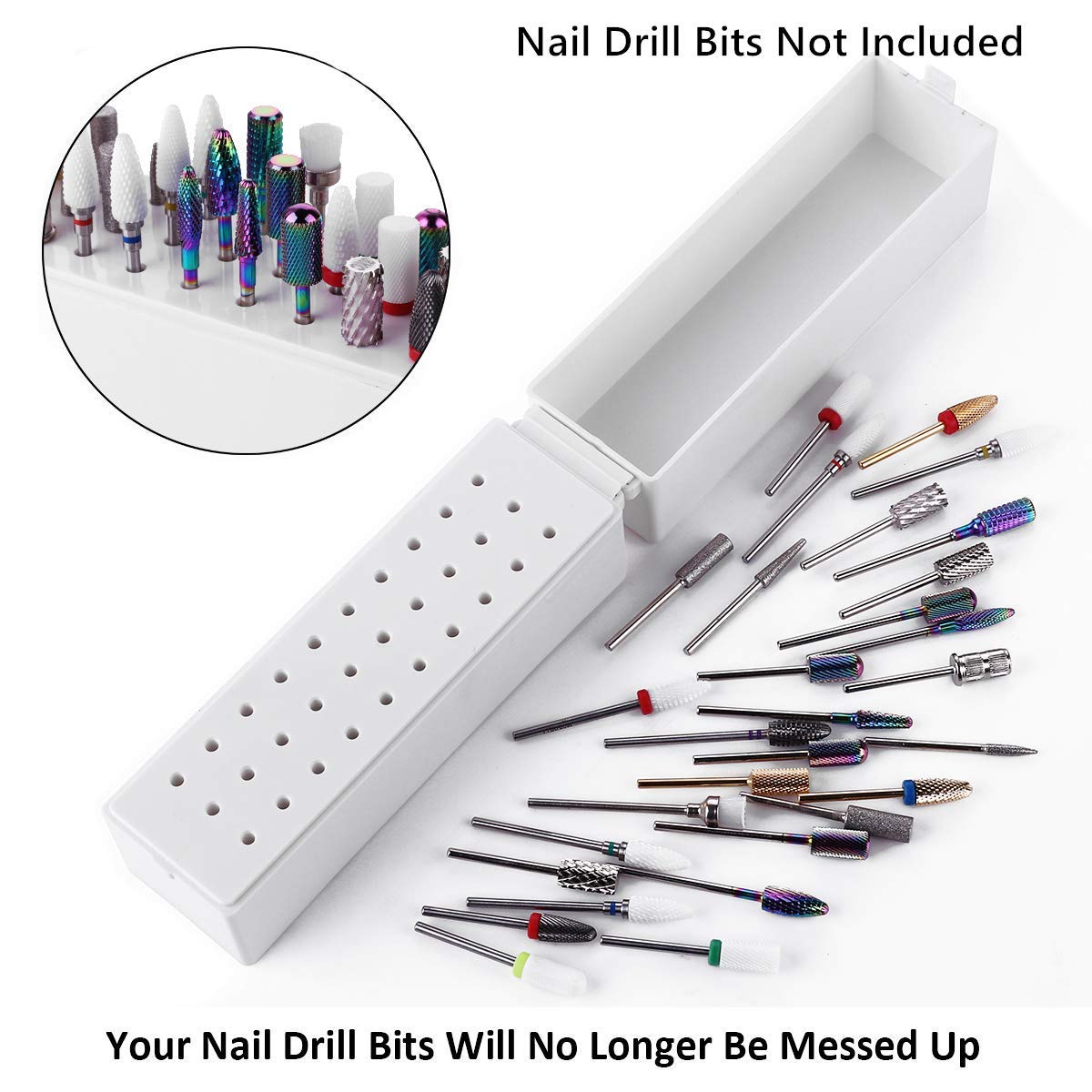30 Holes Nail Drill Bits Holder with Dust Proof Cover Nail Drilling Holder Stand Nail Drill Box Organizer Manicure Tool Container, Nail Drill Organizer, Nail Drill Stand Display, Shell Holder