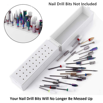 30 Holes Nail Drill Bits Holder with Dust Proof Cover Nail Drilling Holder Stand Nail Drill Box Organizer Manicure Tool Container, Nail Drill Organizer, Nail Drill Stand Display, Shell Holder