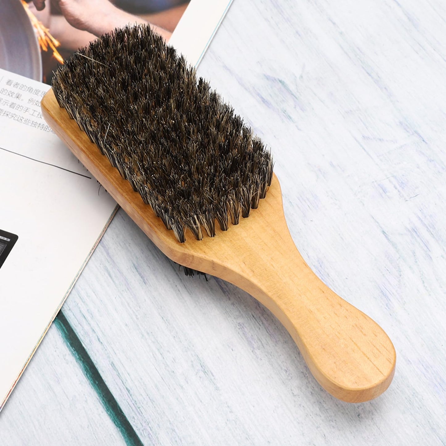 Zyyini Wooden Beard Brush, Moustache Brush, Double Sided Beard Brush, Professional Beard Brush Shaving Brushes Shaving Accessories