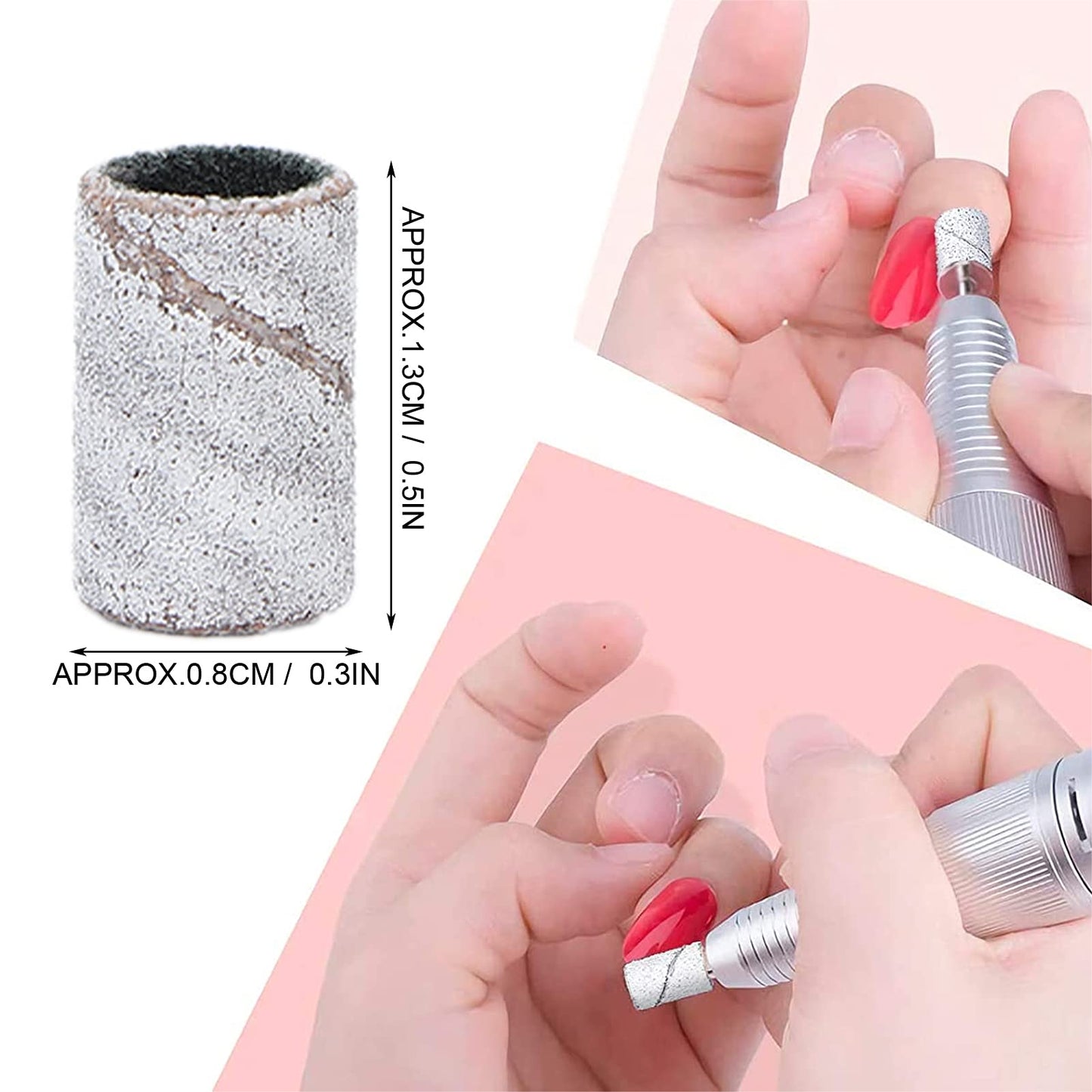 ZJchao Nail Drill Sanding Bands, 100pcs Nail Art Sanding Bands Professional Manicure Sanding Rings Nail Salon Tools Grinder File Grit Sand Piece Set