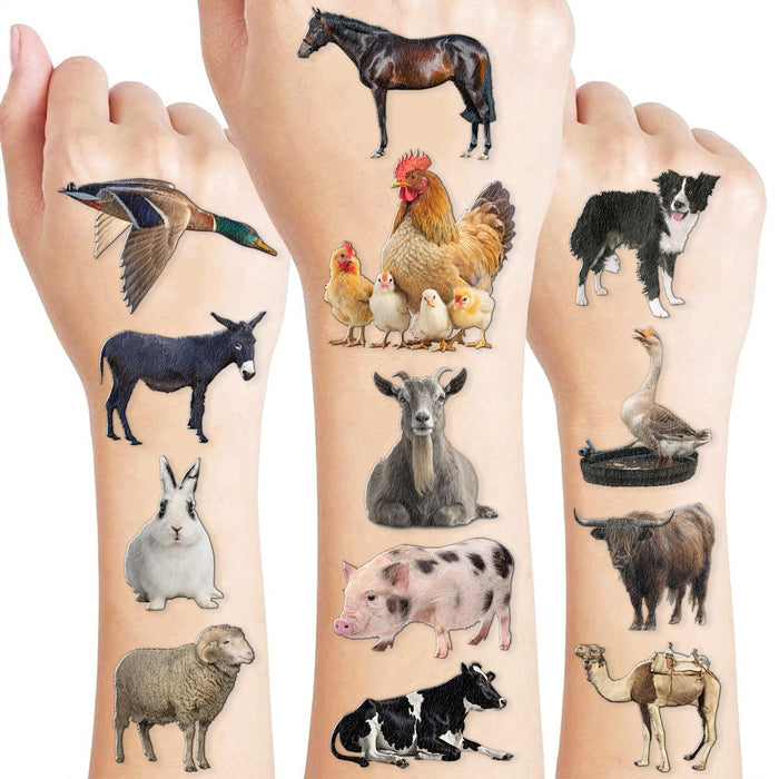 103 PCS Farm Animals Birthday Party Decorations Favors Supplies Barnyard Farm Pig Horse Sheep Ox Cow Farmhouse Temporary Tattoos Stickers Girls Boys Classroom School Prizes Reward