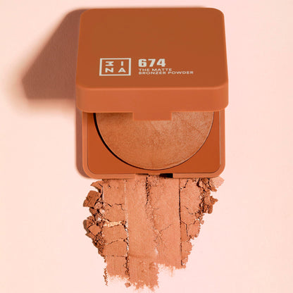 3INA The Matte Bronzer Powder - Natural-Looking Sunkissed Look - Silky, Buildable Matte Formula - Smooth Lightweight Bronzer Makeup - 674-0.25 oz