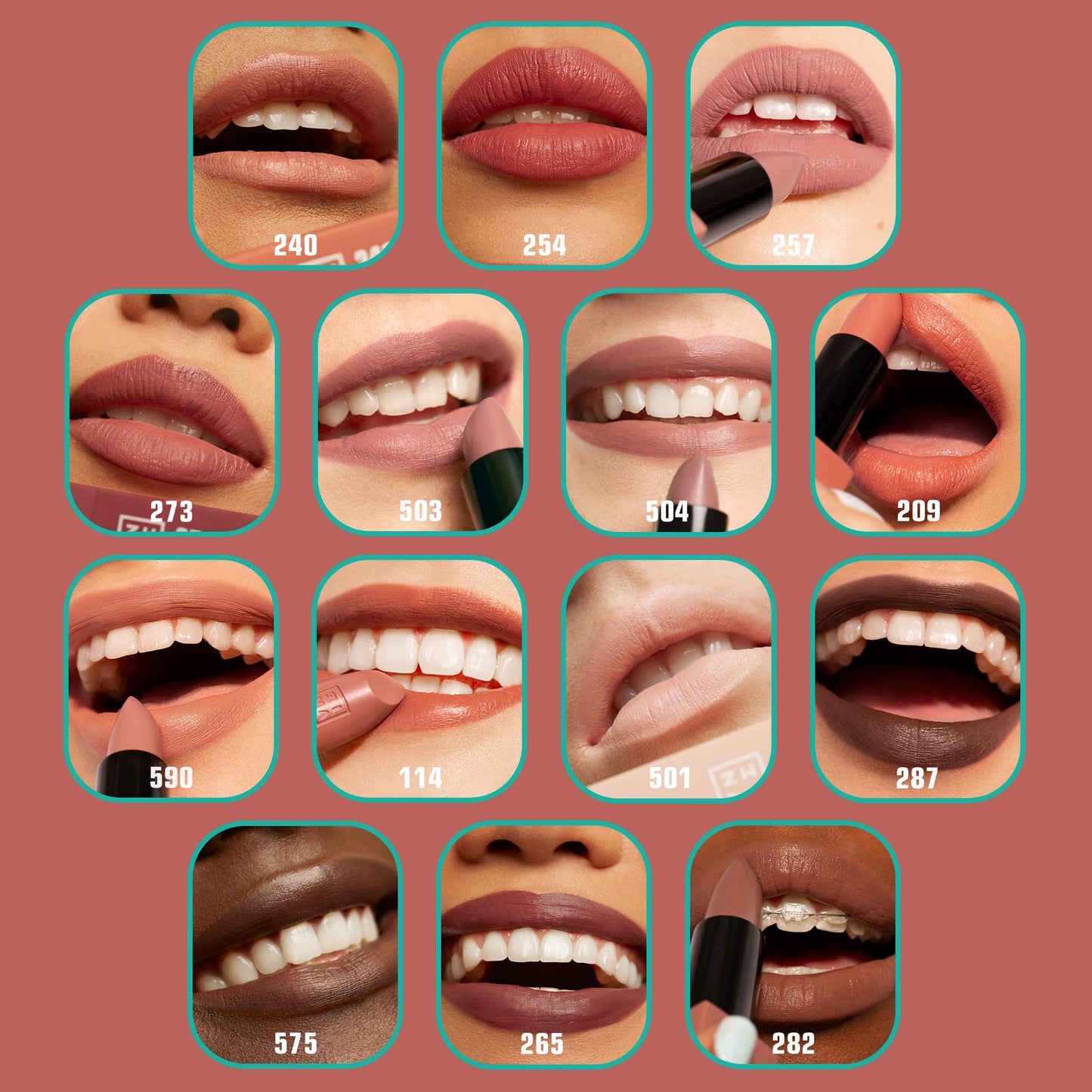 3INA The Lipstick - Moisturizing Lipstick for Women - Semi-Matte Satin Finish with 5-Hour Long Wear - Highly Pigmented and Comfortable - 287-0.16 oz