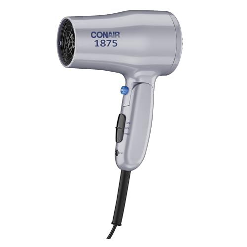 Secador de pelo compacto Conair, secador de viaje plegable 1875W para mujeres, ligero, doble voltaje, 2 temperaturas/2 velocidades, color gris - imagen 4