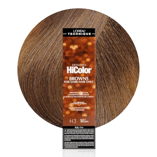 L'OREAL TECHNIQUE HiColor Tintes Permanentes para Cabello Marrones y Rubios - Aclara Cabello Oscuro en un Solo Paso, Fórmula Rica y Suave, H3 Marrón - imagen 3