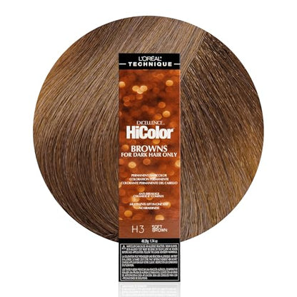 L'OREAL TECHNIQUE HiColor Tintes Permanentes para Cabello Marrones y Rubios - Aclara Cabello Oscuro en un Solo Paso, Fórmula Rica y Suave, H3 Marrón - imagen 4