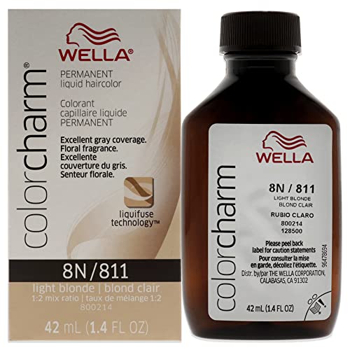 COLORCHARM Coloración Permanente Líquida para el Cabello | Rubia Claro 8N | Cobertura de hasta 100% de Canas | 1.42 Fl Oz - imagen 1