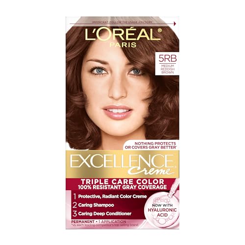 L'Oreal Paris Excellence Crème Tinte para Cabello Permanente, Color 5RB Marrón Rojizo Medio, Cobertura 100% Canas, 1 Kit con Ácido Hialurónico - imagen 4