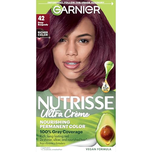 Garnier Nutrisse Ultra Crème Coloración Capilar Permanente, Tinte para Cabello con 100% Cobertura de Canas, Vegano y Cruelty-Free, 42 Burdeos - imagen 4