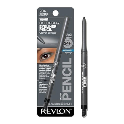Lápiz de Ojos REVLON ColorStay Waterproof, Resistente a Manchas, Maquillaje de Ojos con Sacapuntas Integrado, 204 Carbón, 0.01 oz - imagen 2